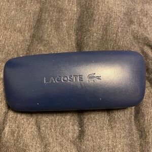 Lacoste large navy blue eye glass case Logo on top
